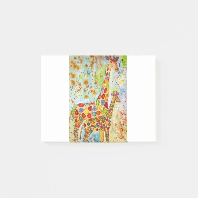 Colorful Mother and Baby Giraffes Post-it Notes (Front)