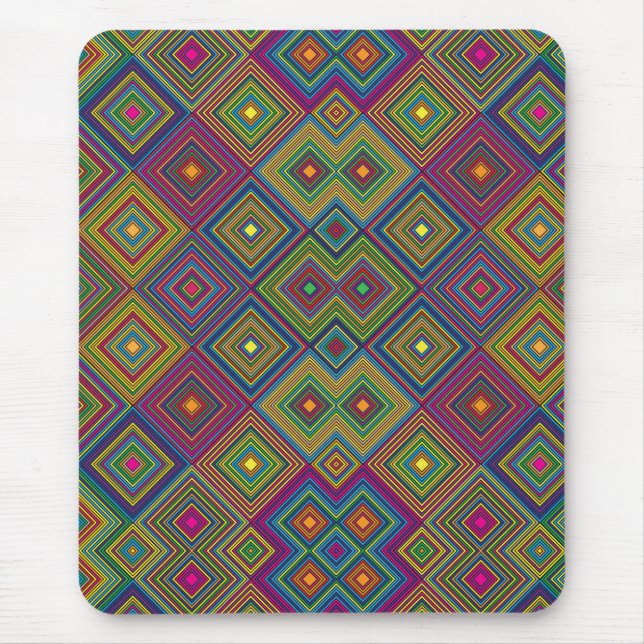 Colorful mouse pad featuring a vibrant geometric  (Front)