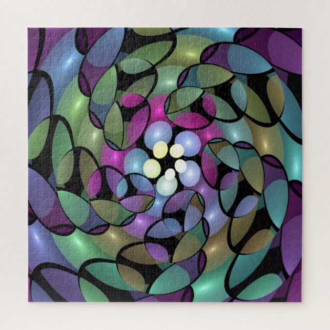 Colorful Movements Abstract Striking Fractal Art Jigsaw Puzzle (Vertical)