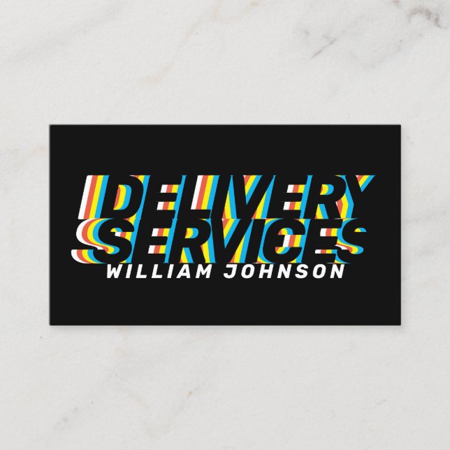 Colorful moving bold text business card (Front)
