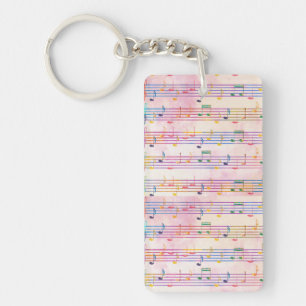 Colorful Multicolor Music Note Musician   Key Ring
