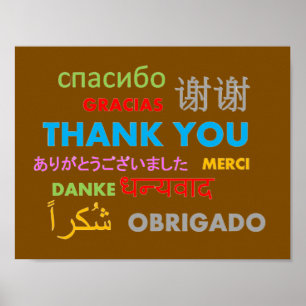 Colorful Multiple Language Thank You Poster