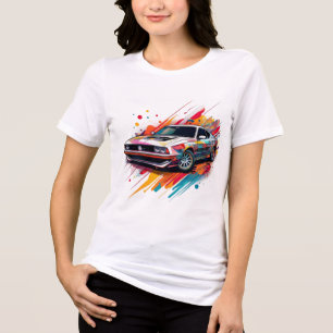 Colorful Muscle Car Pop Art Classic Retro Design Tri-Blend Shirt