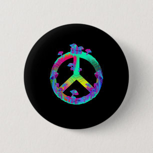 Colorful Mushrooms Goblincore Peace Sign Tie Dye R 6 Cm Round Badge