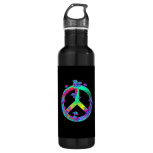 Colorful Mushrooms Goblincore Peace Sign Tie Dye R 710 Ml Water Bottle