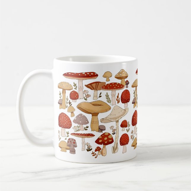 Colorful mushrooms party coffee mug (Left)