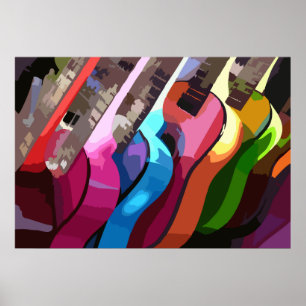 Colorful Music Guitars Poster