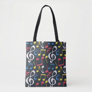 colorful music note treble clef musician musical tote bag