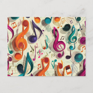 Colorful Music Pattern Postcard