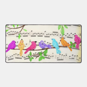 Colorful Musical Birds Desk Mat