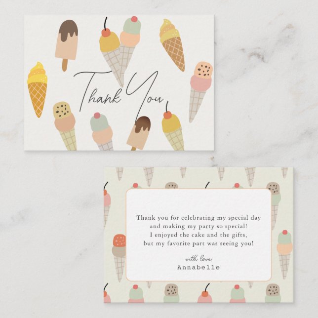 Colorful Muted Color Ice Cream 1st Birthday Card (Front/Back)