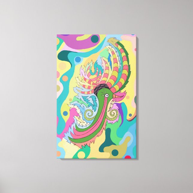 Colorful mystical bird canvas print (Front)