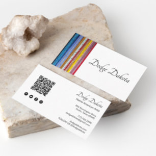 Colorful Native American Stripes Custom QR Code Business Card