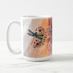 Colorful Nature Vibrant Dragonfly Floral Art Coffee Mug