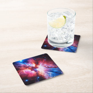 Colorful Nebula Galaxy Space Stars Cosmic Universe Square Paper Coaster