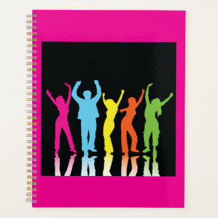 Colorful Neon Dancing Silhouettes Retro Party Planner