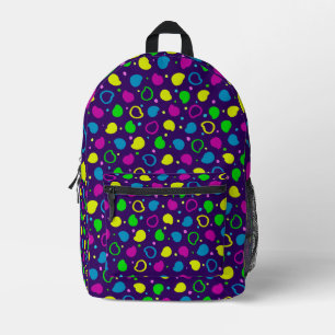 Colorful neon dots and shapes retro pattern printed backpack