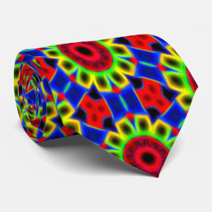 Colorful Neon Flowers Tie