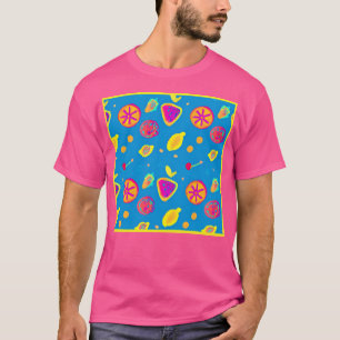 Colorful Neon Fruits Pattern Symphony T-Shirt