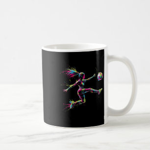 Colorful Neon Girl Soccer Art Splash Sport Design Coffee Mug