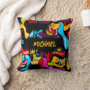 Colorful Neon Graffiti Hip Hop Street Art Cushion