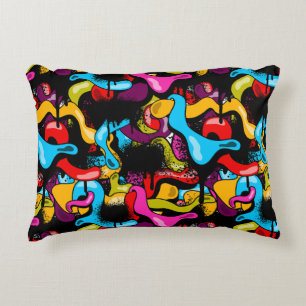 Colorful Neon Graffiti Hip Hop Street Art Decorative Cushion