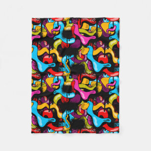 Colorful Neon Graffiti Hip Hop Street Art Fleece Blanket
