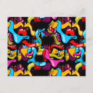 Colorful Neon Graffiti Hip Hop Street Art Holiday Postcard