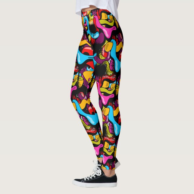 Colorful Neon Graffiti Hip Hop Street Art Leggings (Left)