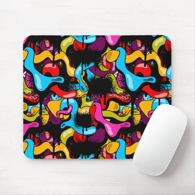 Colorful Neon Graffiti Hip Hop Street Art Mouse Pad (With Mouse)