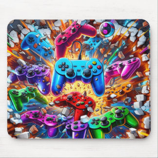 Colorful Neon Joysticks Pattern Mouse Pad