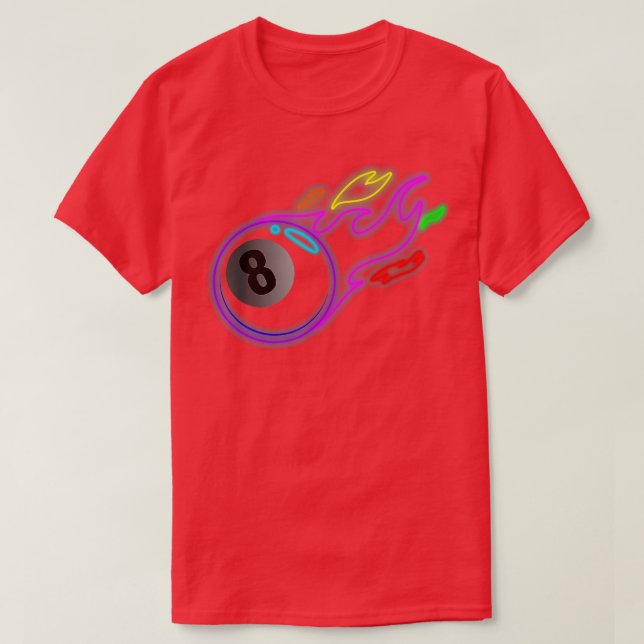 Colorful Neon Lights Eight Ball Billiards Pool  MM T-Shirt (Design Front)