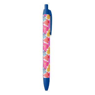 Colorful Neon Modern Flower Pattern Black Ink Pen