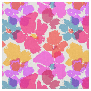 Colorful Neon Modern Flower Pattern Fabric