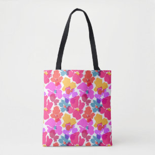 Colorful Neon Modern Flower Pattern Tote Bag