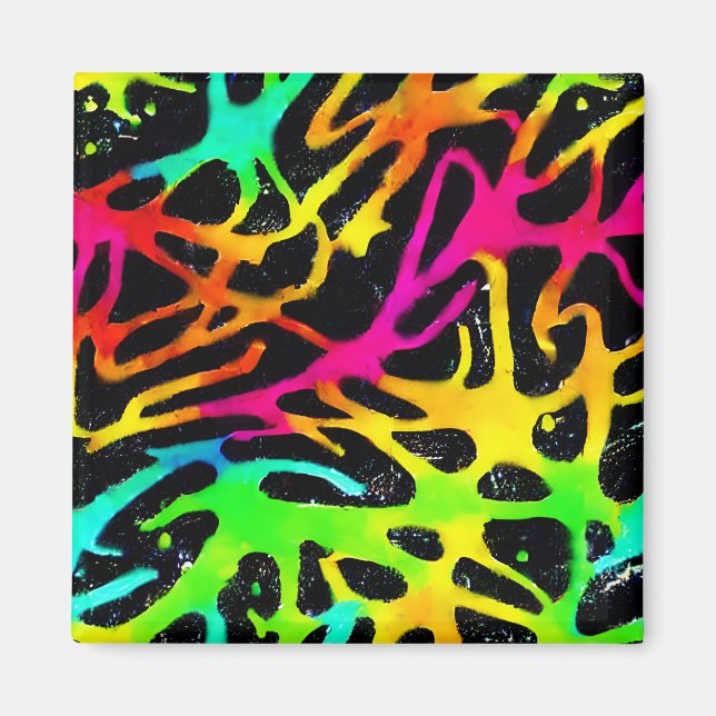 Colorful neon splatter paint design magnet (Front)