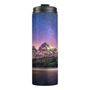 Colorful night sky landscape with starry starry sk thermal tumbler
