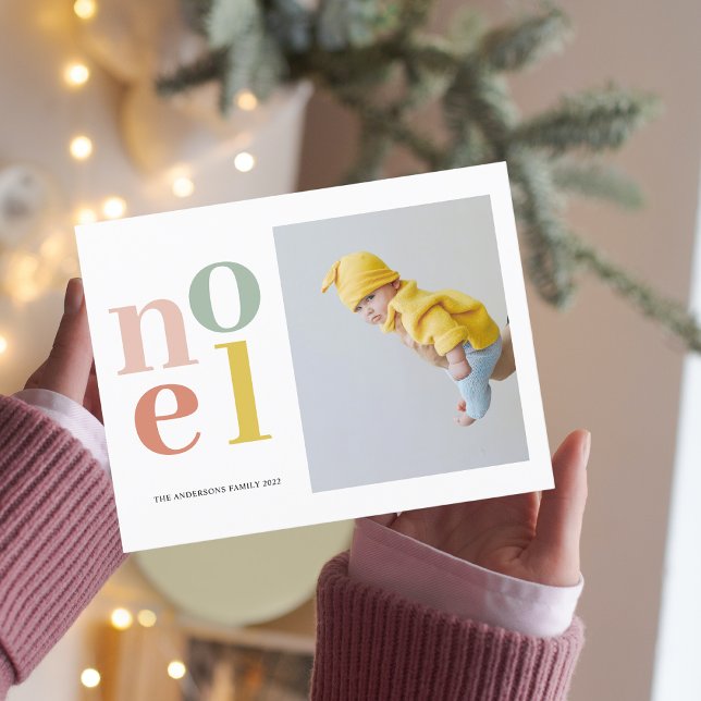 Colorful Noel And Photo | Happy Holidays Postcard (Creator Uploaded)