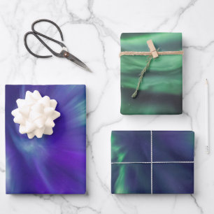 Colorful Northern Lights Wrapping Paper Sheet