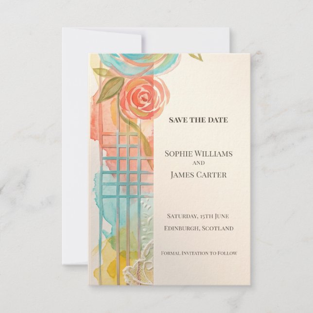 Colorful Nouveau Floral Save The Date (Front)