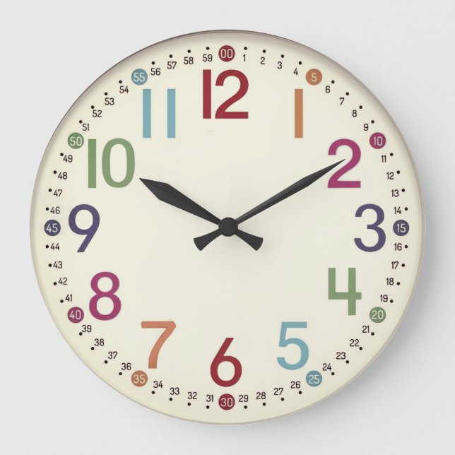 Colorful Numbered Round Acrylic Wall Clock (Front)