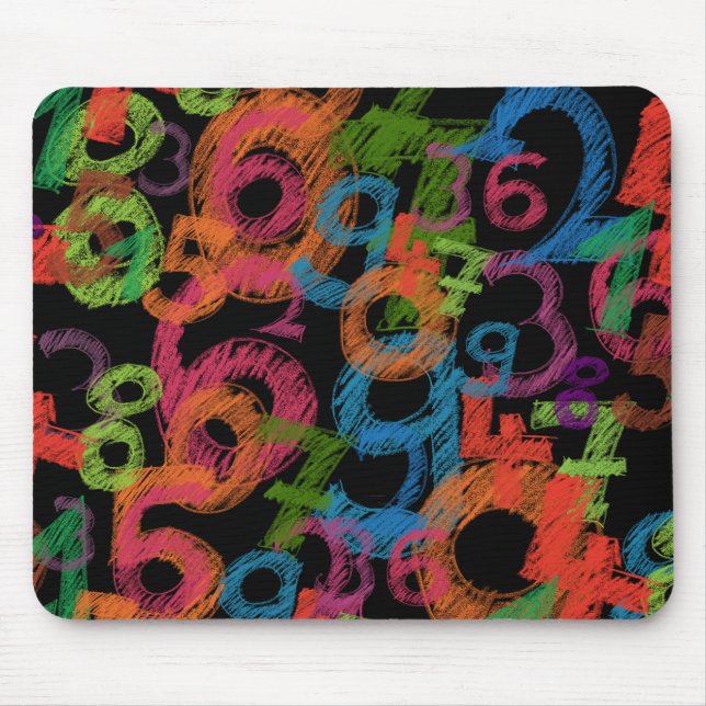 Colorful Numbers Math Graffiti Mouse Pad (Front)