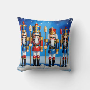 Colorful nutcrackers scene cushion