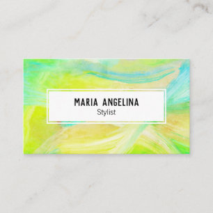 Colorful oil painting abstract green blue business card