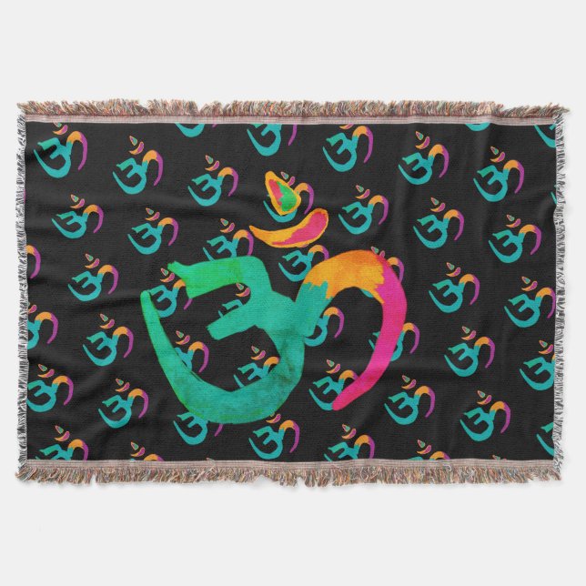 Colorful OM sign Throw Blanket (Front)