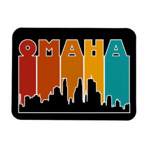 Colorful Omaha Nebraska Retro Sunset Magnet