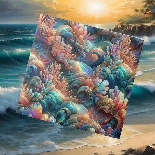 Colorful Opal Ocean Waves Coral Reef Ceramic Tile