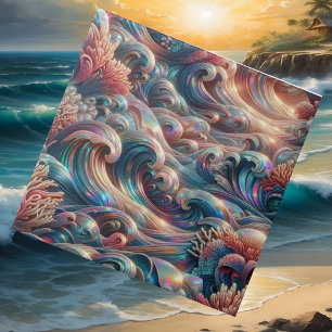 Colorful Opal Ocean Waves Coral Reef Ceramic Tile