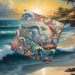 Colorful Opal Ocean Waves Coral Reef Ceramic Tile