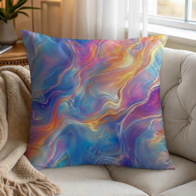 Colorful opal swirly flowing marble texture cushion (Creator Uploaded)